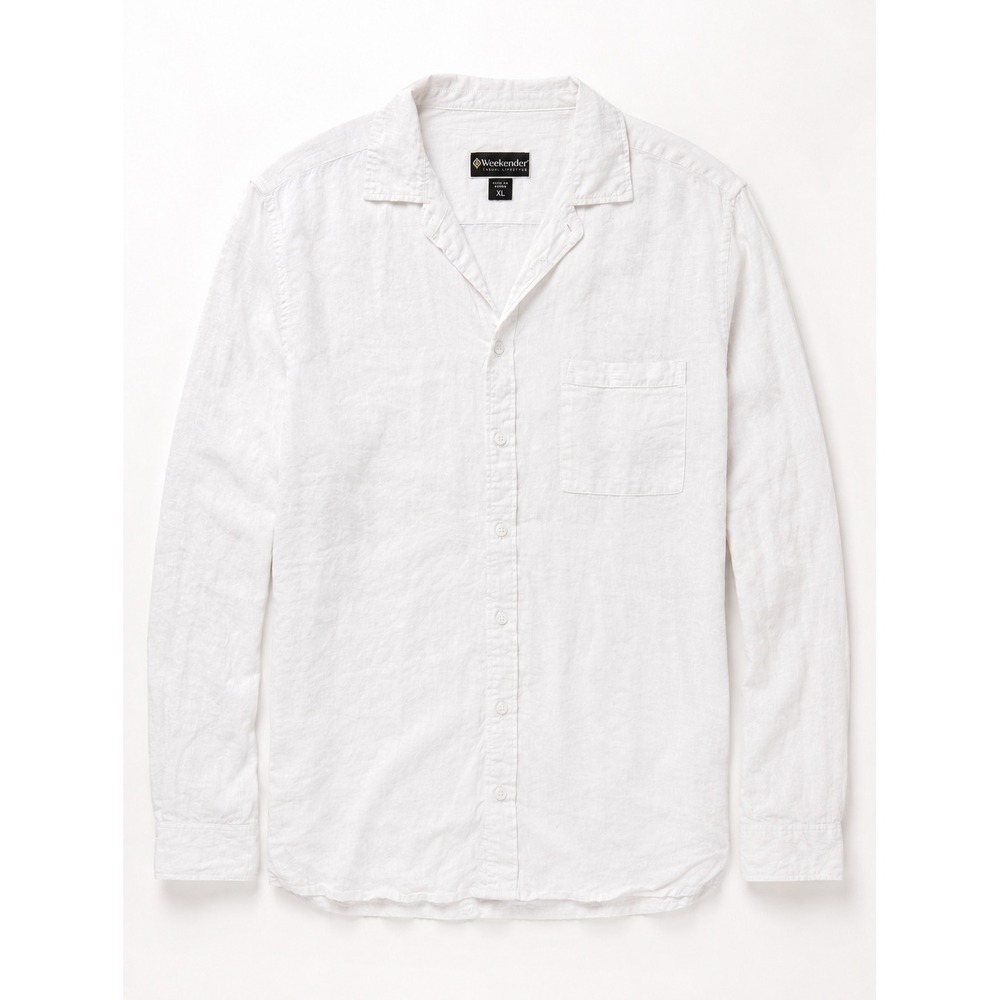 Weekender Men's Luau Edition White 100% Linen Long Sleeve Button Down Shirt- XL